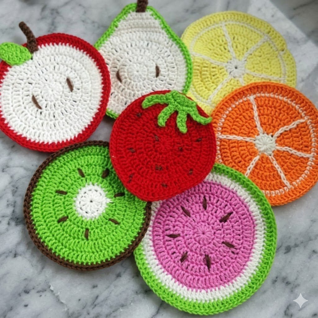 HandMade Crochet Fruits Coaster