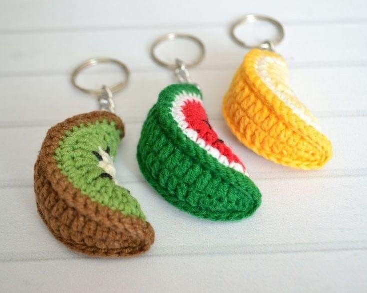 crochet fruits keychains
