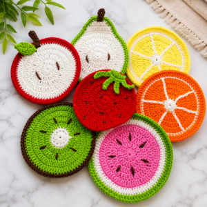 HandMade Crochet Fruits Coaster
