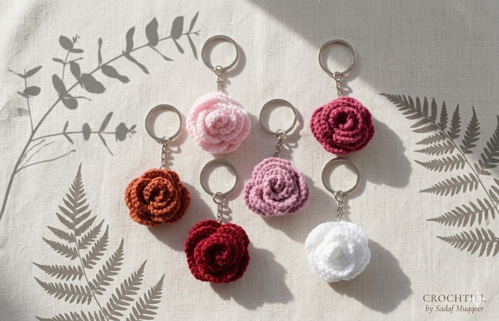 rose flower keychain